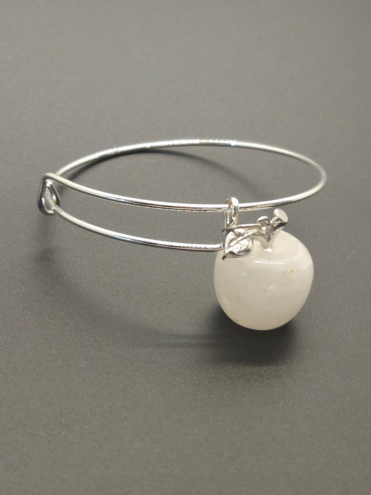 Natural Crystal Apple Bangle Bracelet