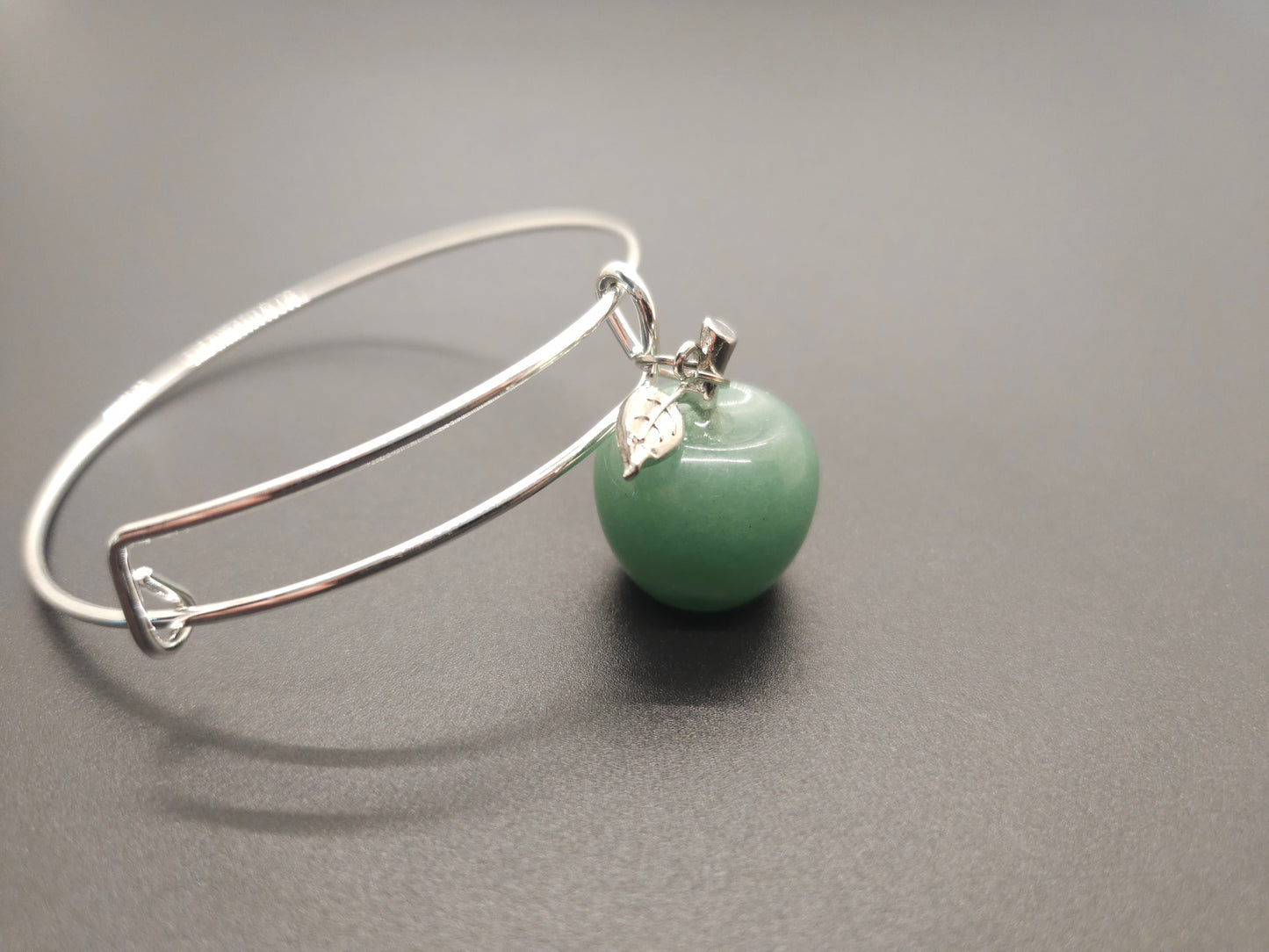 Natural Crystal Apple Bangle Bracelet