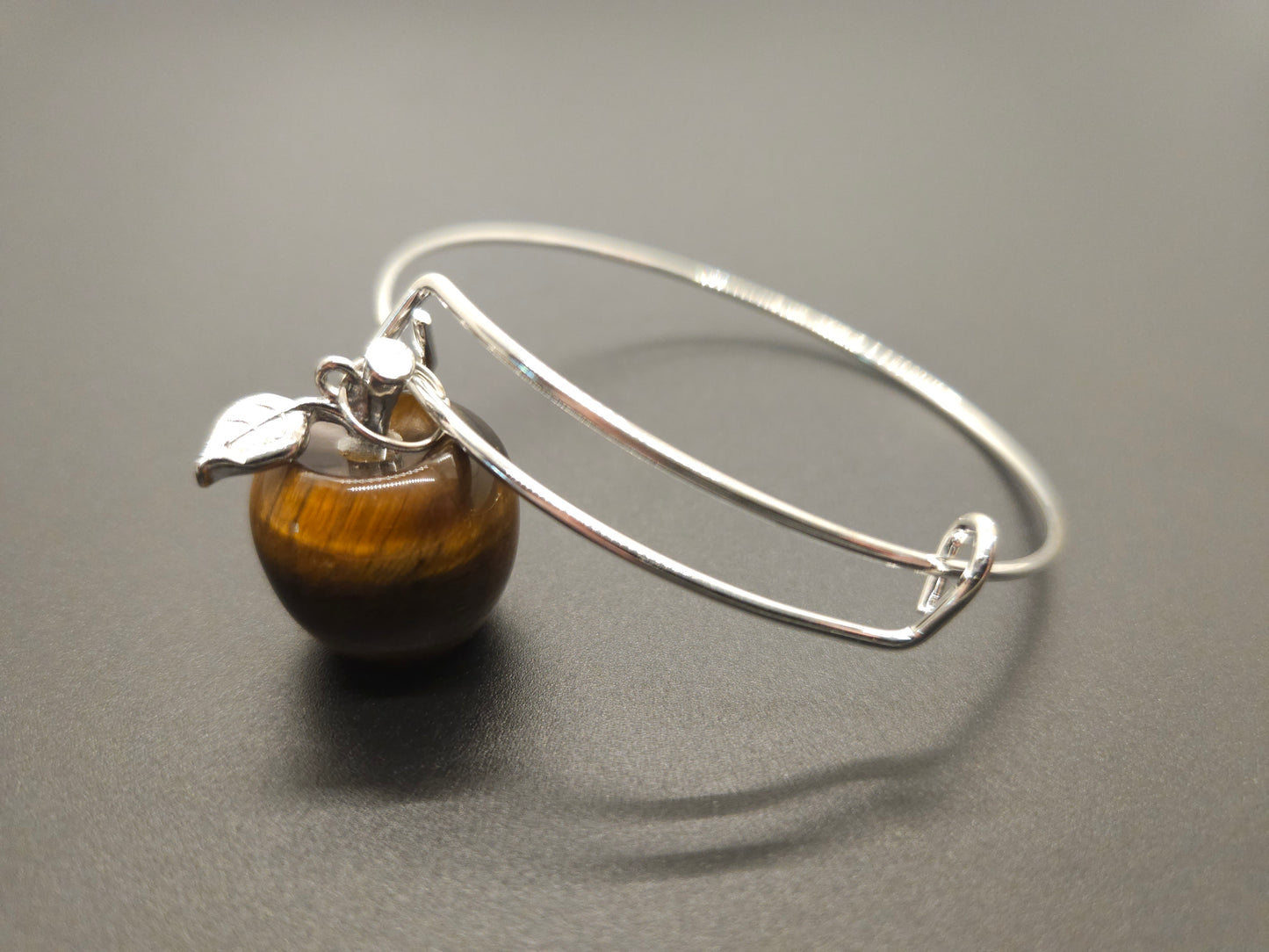 Natural Crystal Apple Bangle Bracelet