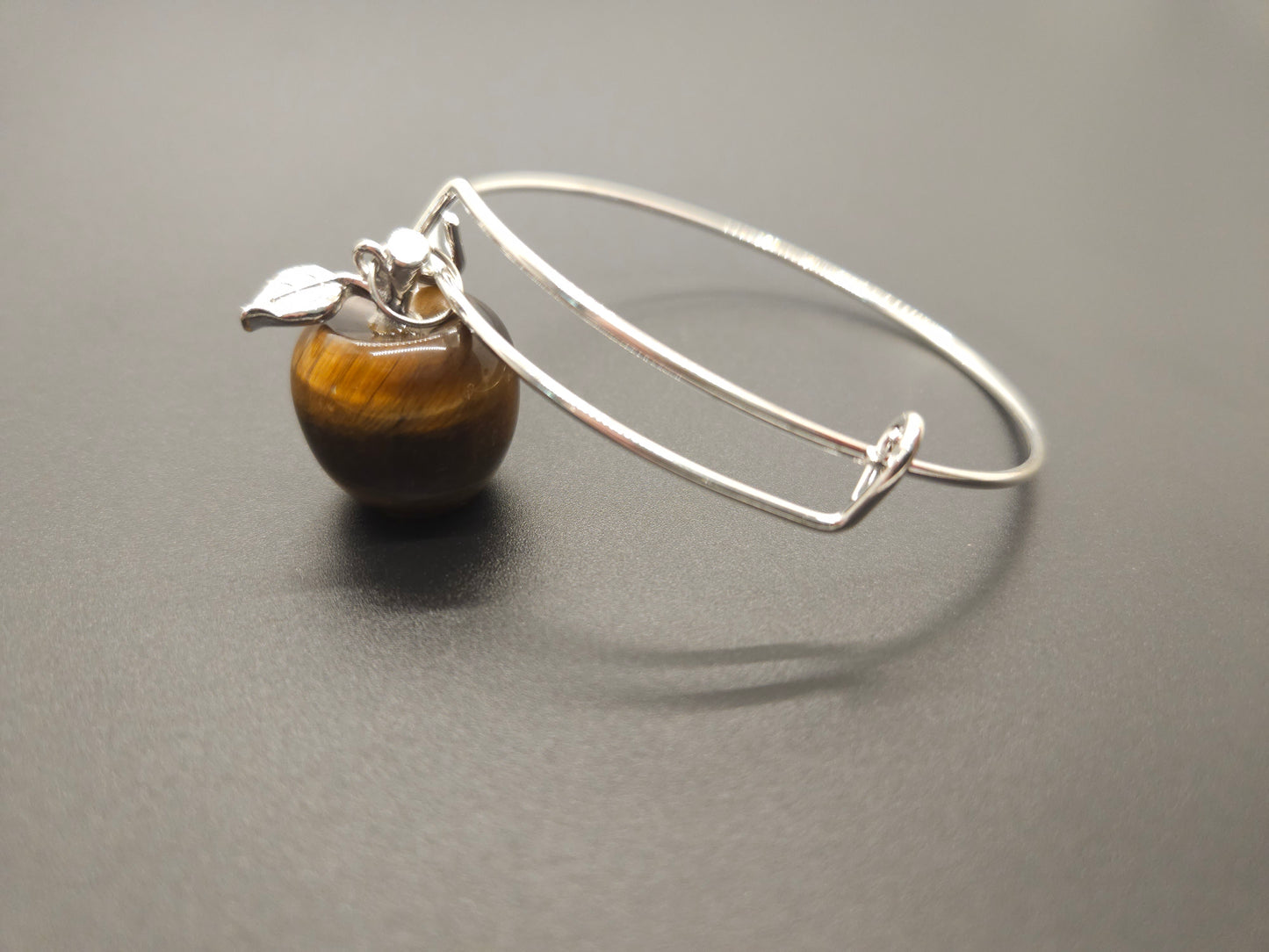 Natural Crystal Apple Bangle Bracelet