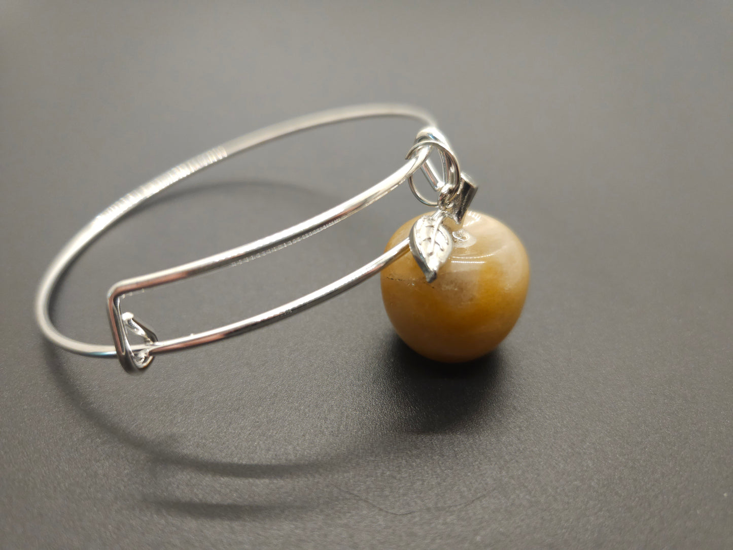 Natural Crystal Apple Bangle Bracelet