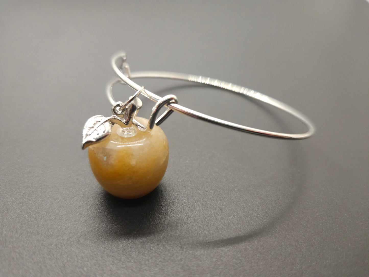 Natural Crystal Apple Bangle Bracelet