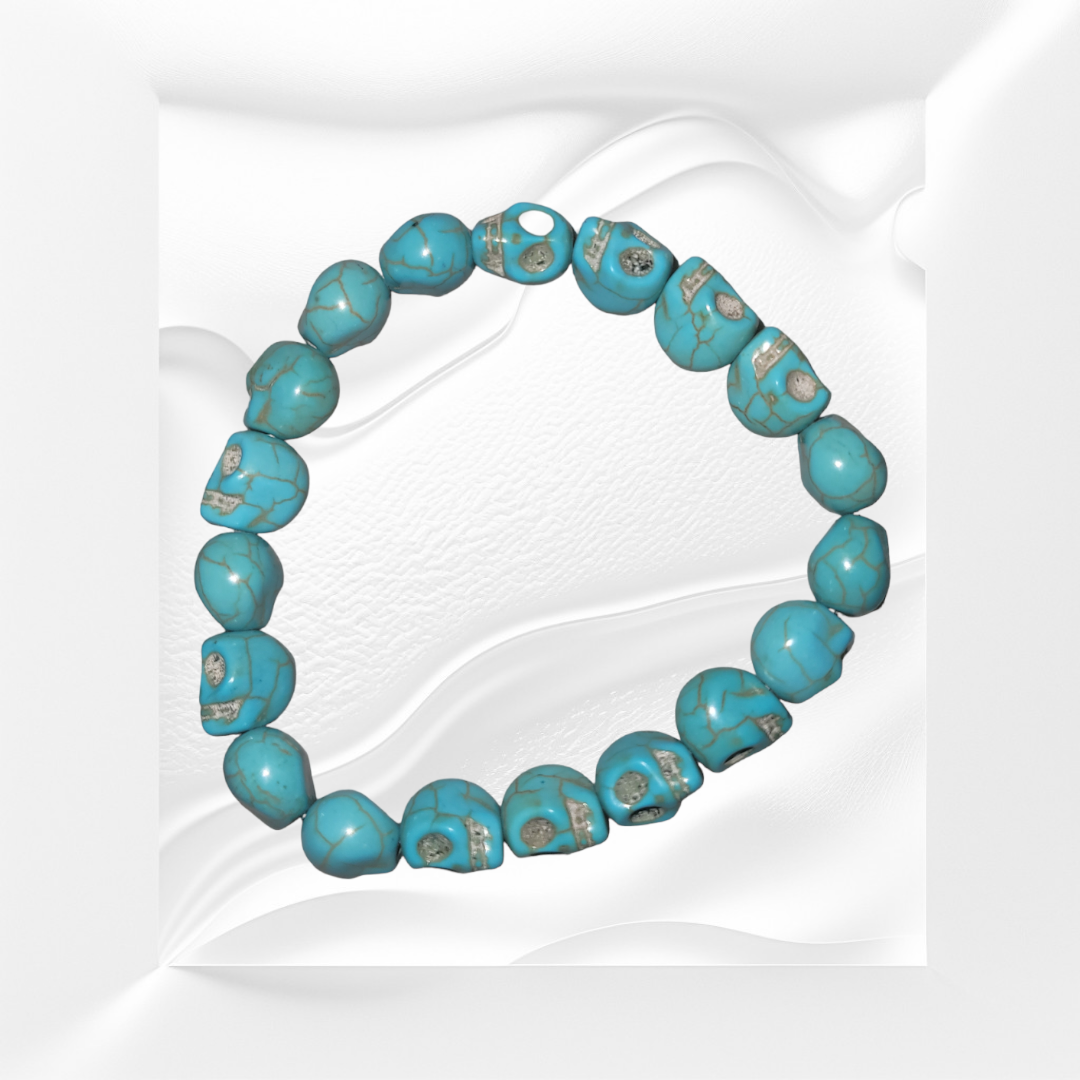 Natural Turquoise Crystal Skull Bracelet