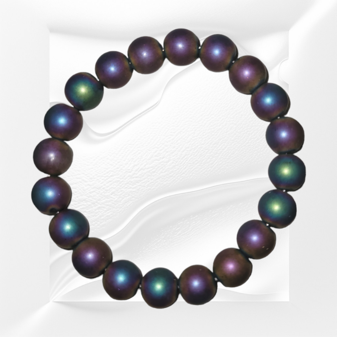 Matte Rainbow Hematite Quartz Natural Crystal Gemstone Bracelet