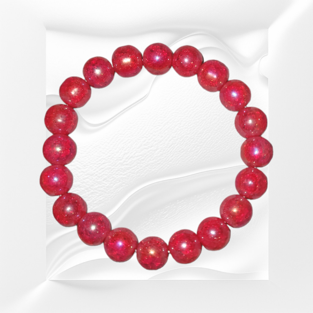 Red Crackle Quartz Natural Crystal Gemstone Bracelet