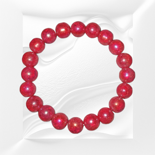 Red Crackle Quartz Natural Crystal Gemstone Bracelet