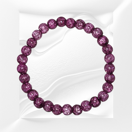 Fuschia Aura Crackle Quartz Natural Crystal Gemstone Bracelet