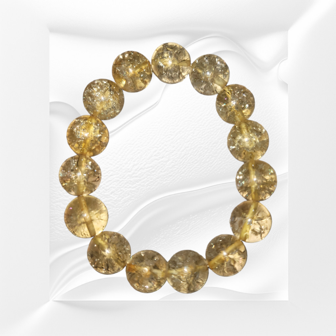 Yellow Crackle Natural Crystal Gemstone Bracelet