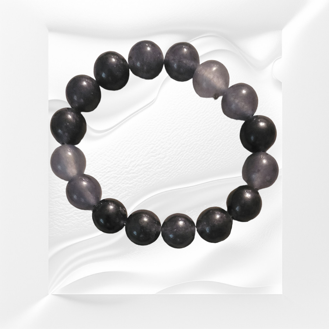 Silver Obsidian Natural Stone Bracelet