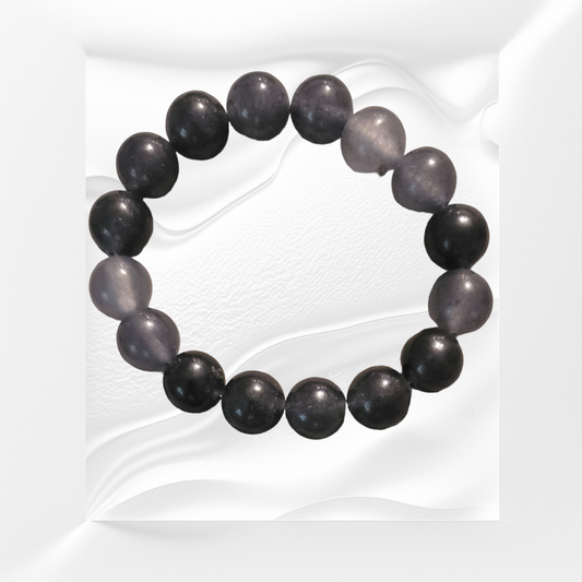 Silver Obsidian Natural Stone Bracelet