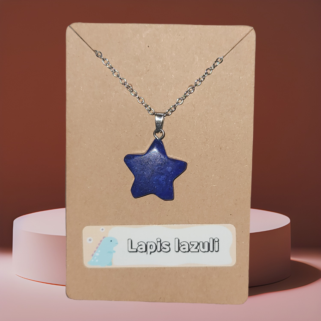 Lapis Lazuli Natural Crystal Star Pendant Necklace