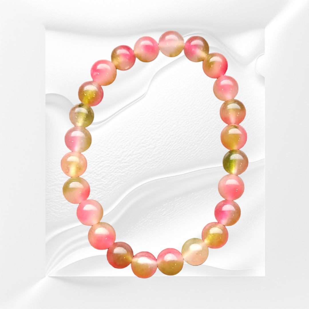 Watermelon Tourmaline Jade Natural Gemstone Bracelet