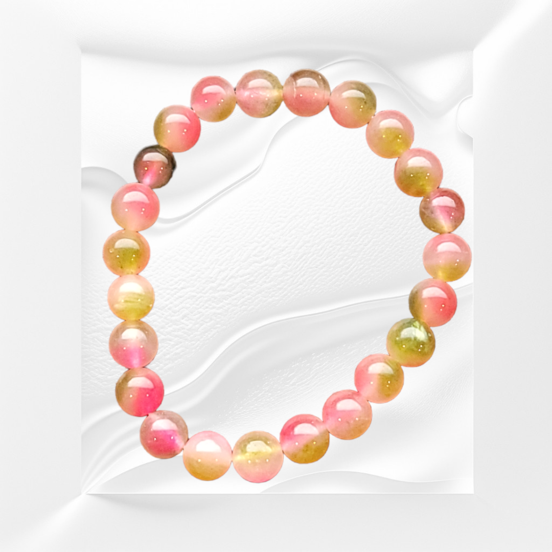 Watermelon Tourmaline Jade Natural Gemstone Bracelet