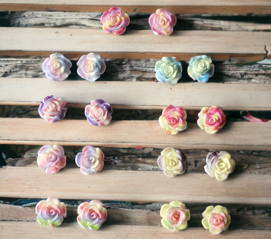 Tye Dye Flower Studs