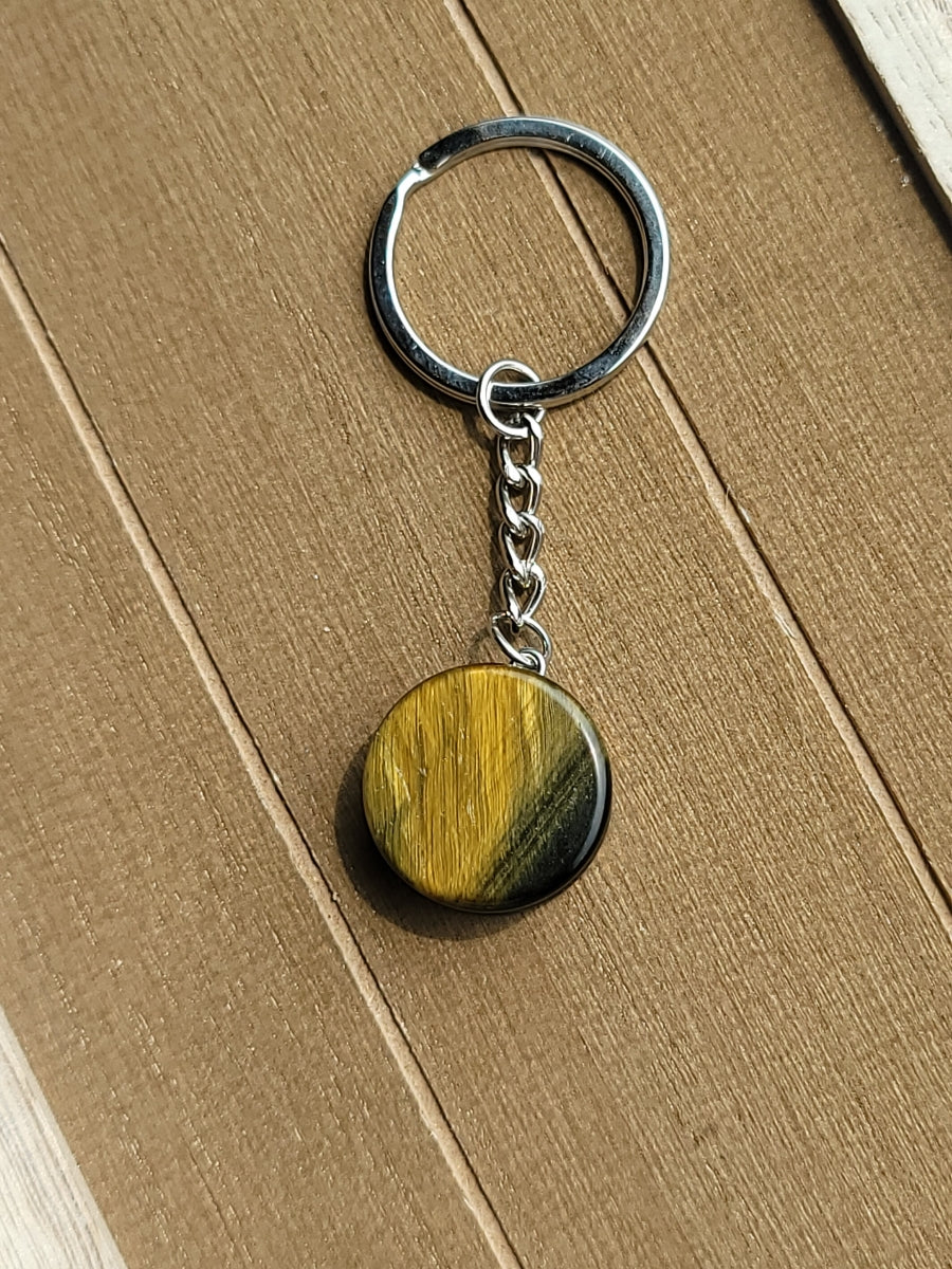 Tigers Eye Natural Crystal Keychain