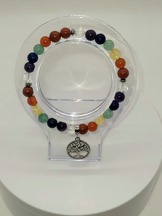 Tree of Life 7 Chakra Crystal Bracelet
